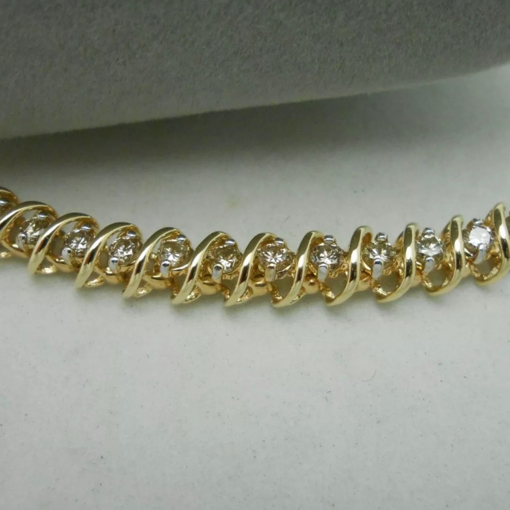 Heavy & Solid 14k Yellow Gold 3ct Diamond Bracelet